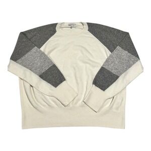 REISS Cream Grey Colorblock Crewneck Sweater Knit‎ Size XL